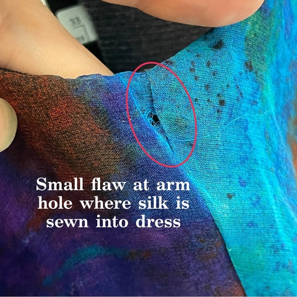 NWT Aidan by Aidan Mattox Black Draped Gown Silk Abstract Watercolor Blue Green - Picture 12 of 13